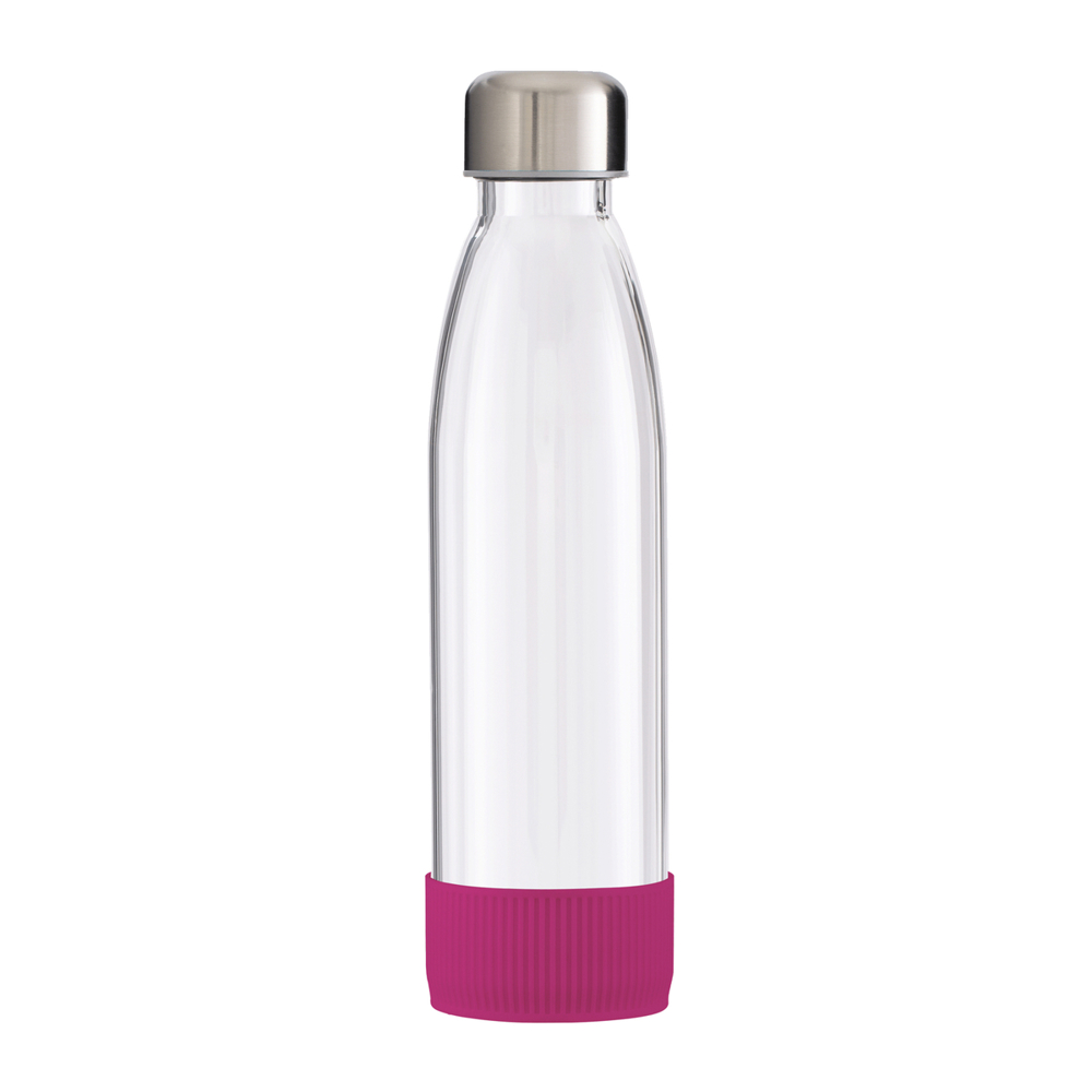 Fles RETUMBLER-myTOULON GLASS - magenta, zilver, transparant