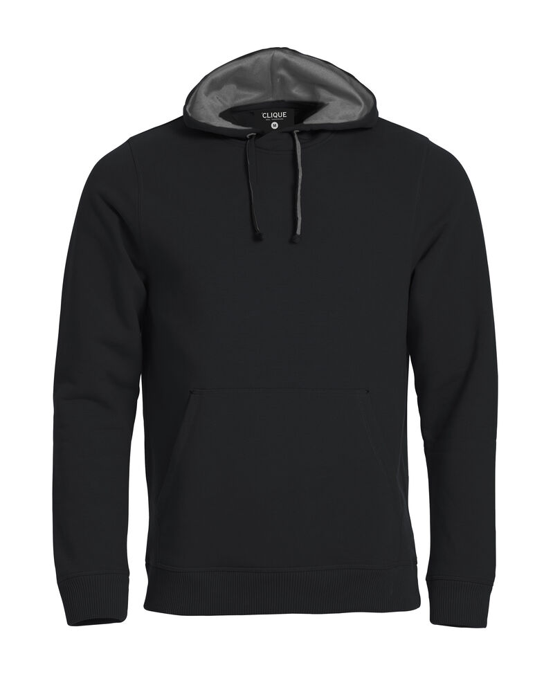 Clique - Classic Hoody Blauw-melange M - Zwart
