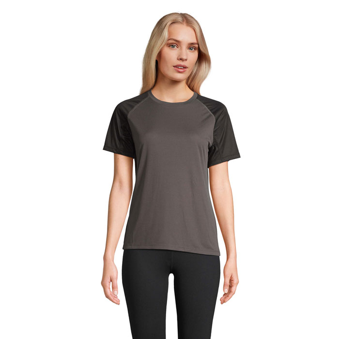 VORTEX WOMEN - VORTEX WOMEN RAGLAN T-SHIRT - Black/Charcoal Grey